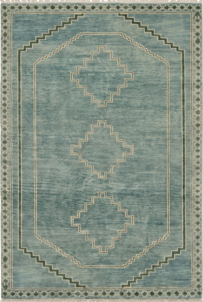 Aqua Heritage Geometric Boho Neutral Living Room Rug