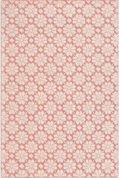 Pink Ivory Hand Tufted Wool Rug Contemporary Floral Living Room Rug | Bespoke Designer Wool Carpet