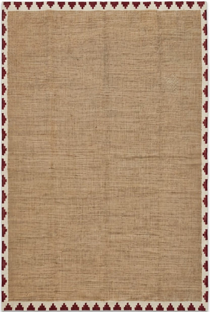 Natural Beige with Red Geometric Border Kilim rug