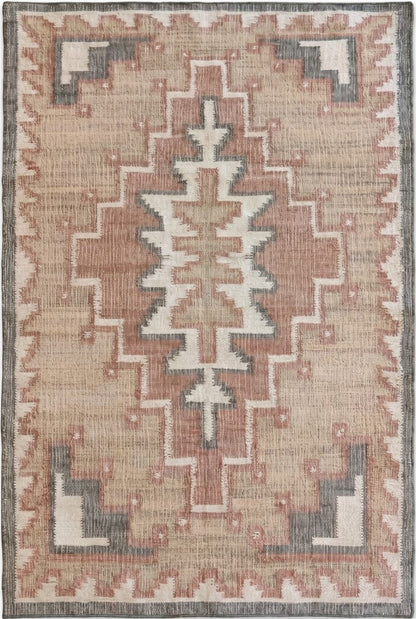 Hand-Woven Linked Circle Dhurrie Contemporary Cotton jute Kilim Floor Carpet