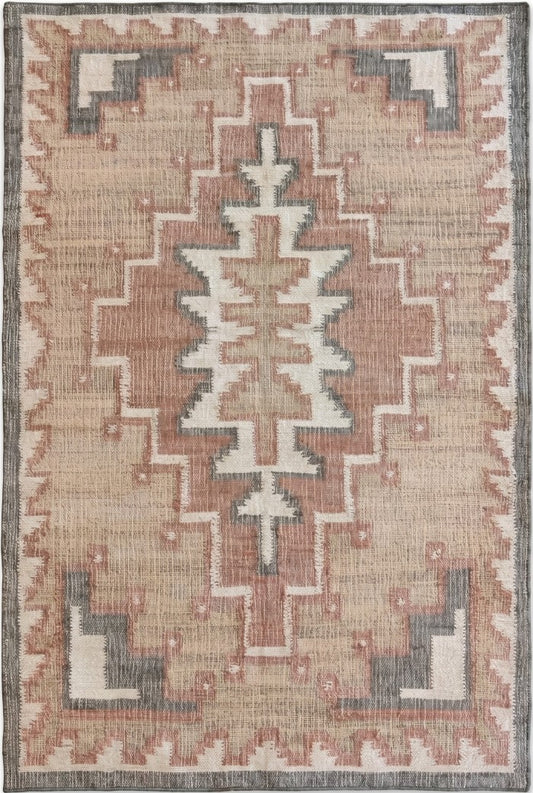 Hand-Woven Linked Circle Dhurrie Contemporary Cotton jute Kilim Floor Carpet
