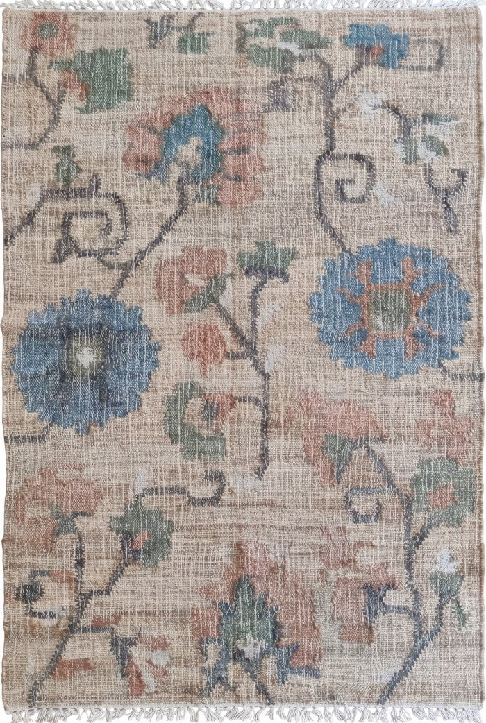 Beige Blue Terracotta Green Flatweave Carpet