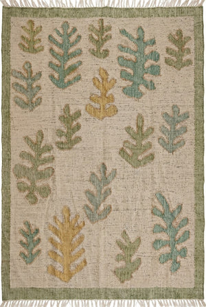Natural Jute Leaf-patterned  Eco-Friendly Tropical Floor Décor Area Rug