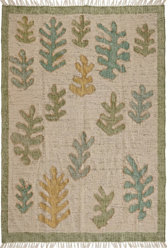 Natural Jute Leaf-patterned  Eco-Friendly Tropical Floor Décor Area Rug
