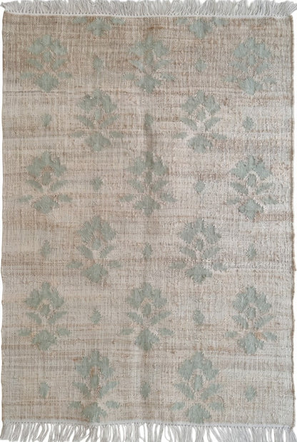 Modern Geometric Step Pattern cotton jute Kilim rug