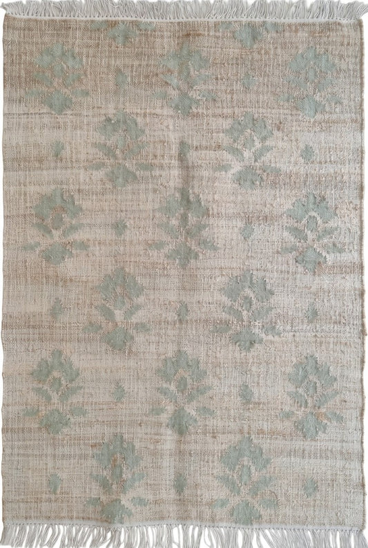 Modern Geometric Step Pattern cotton jute Kilim rug