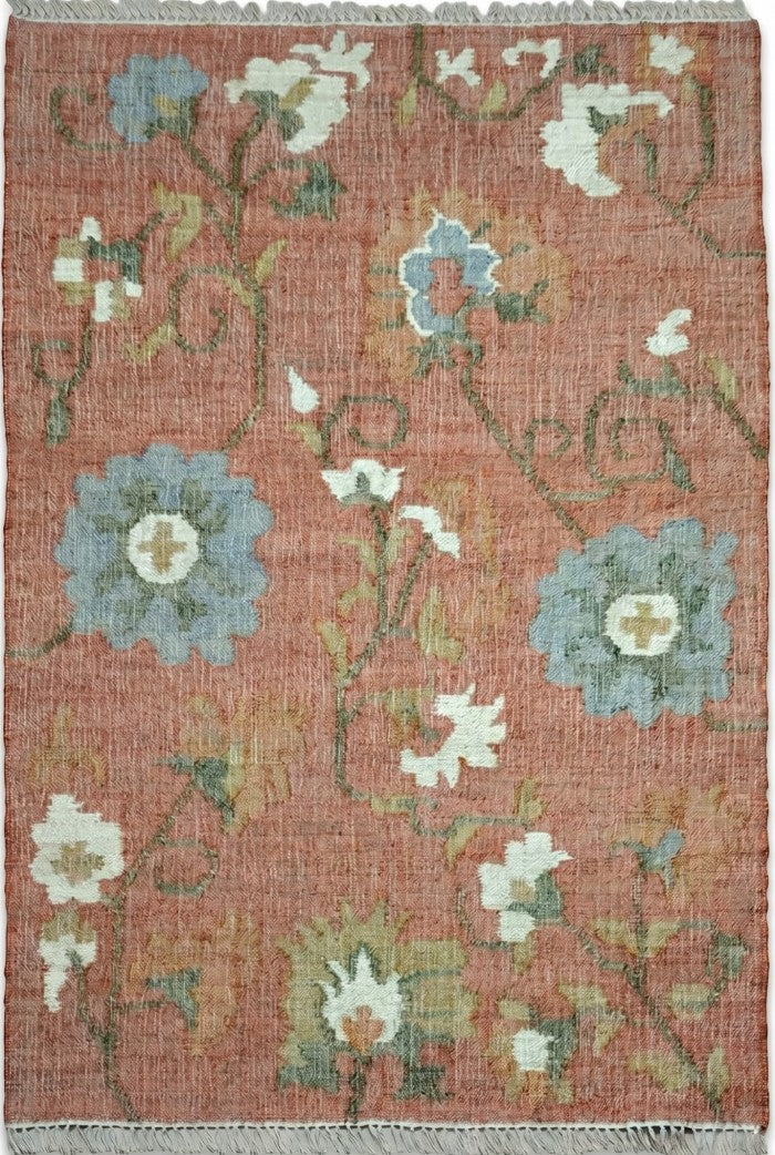 Terracotta Vintage Flower Pattern Carpet