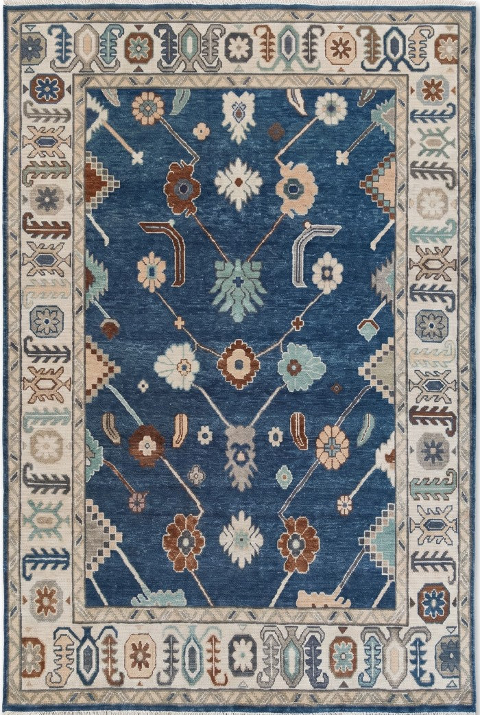 Grand-Scale Botanical Vine Hand-Knotted Rug