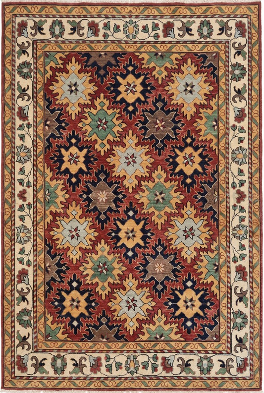 Hand-Knotted Serrated Medallion Tribal Wool Rug