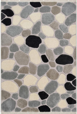 River Stone Pebble Design Modern High-Low Textured Area Carpet for Living Room