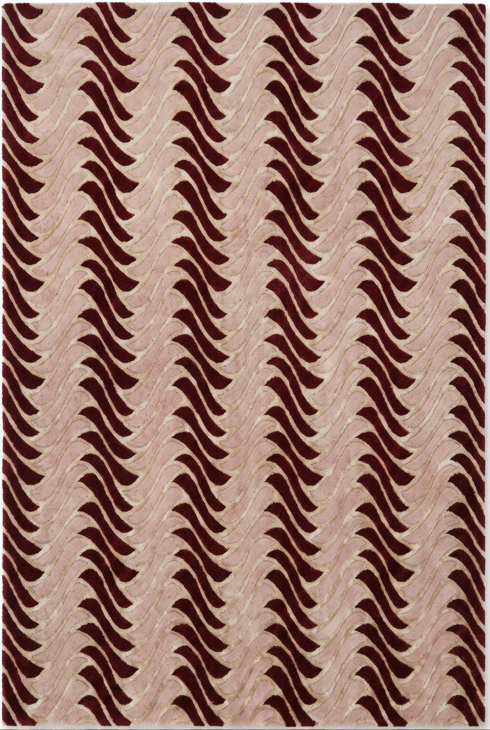Dynamic Geometric Wool Rug Undulating Chevron Pattern