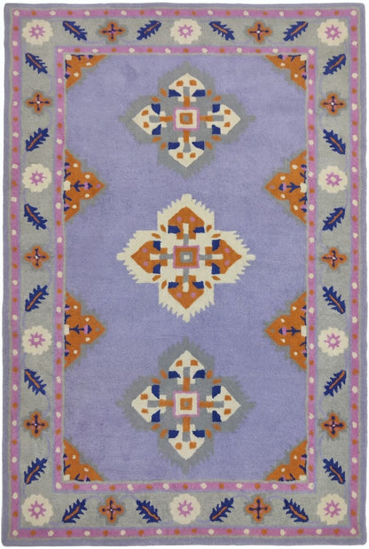 Lavender & Marigold Geometric Design Premium Hand-Tufted Wool Rug