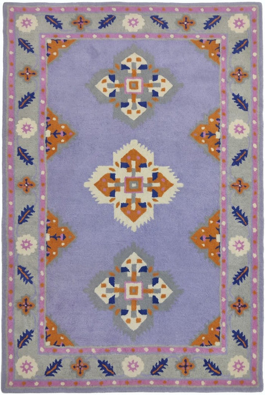 Lavender & Marigold Geometric Design Premium Hand-Tufted Wool Rug