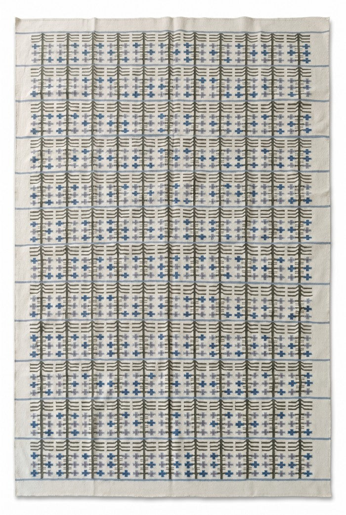 White Scandinavian Flatweave Kilim Style New Zealand Wool Area Rug for Bedroom and Living Room
