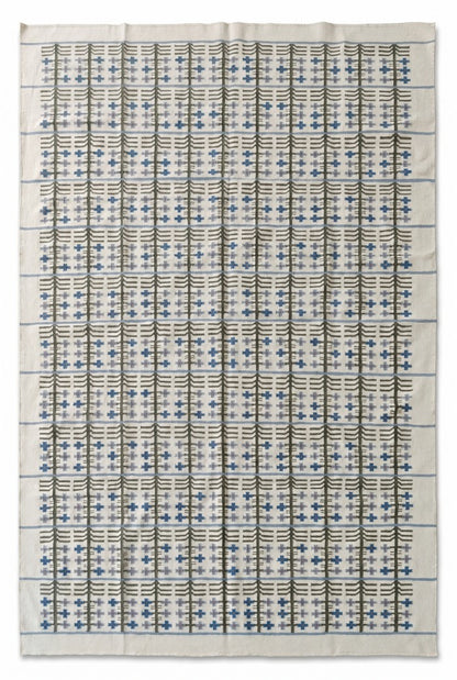 White Scandinavian Flatweave Kilim Style New Zealand Wool Area Rug for Bedroom and Living Room