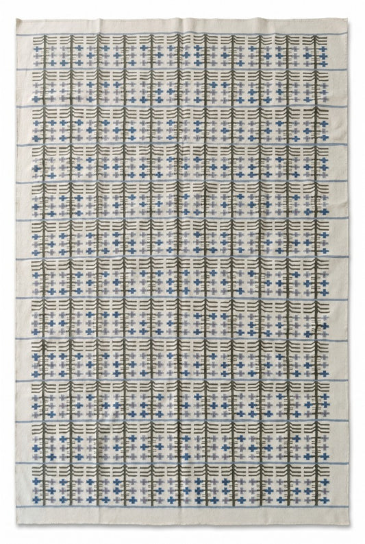 White Scandinavian Flatweave Kilim Style New Zealand Wool Area Rug for Bedroom and Living Room