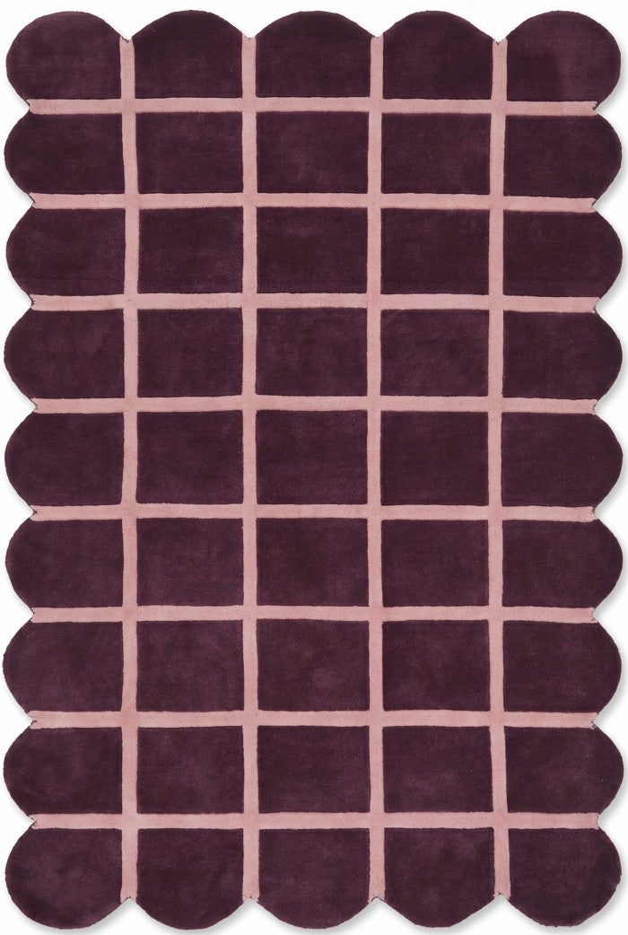 Velvet Berry Windowpane High-Quality Handcrafted Sculptural Floor Decor