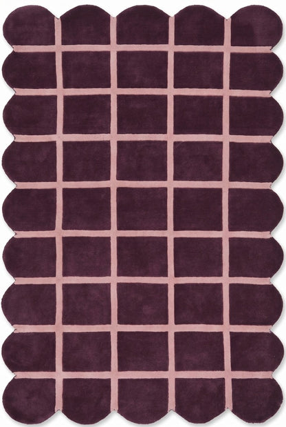 Velvet Berry Windowpane High-Quality Handcrafted Sculptural Floor Decor