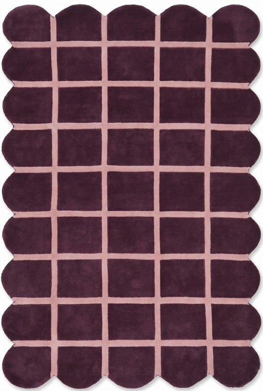 Velvet Berry Windowpane High-Quality Handcrafted Sculptural Floor Decor