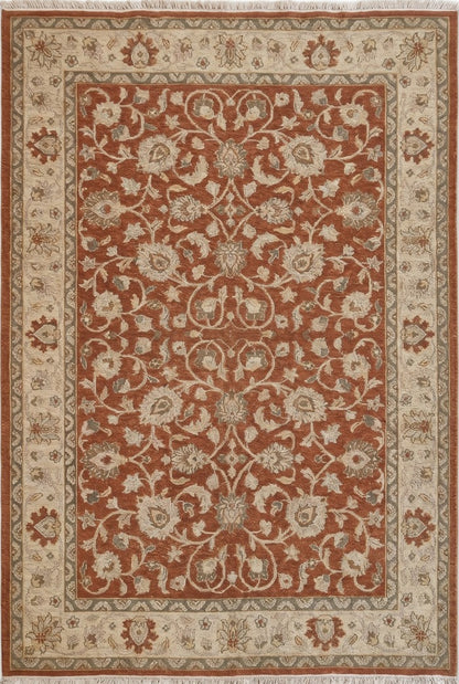 Vintage Khotan Revival Antique Look Rust Red Area Rug