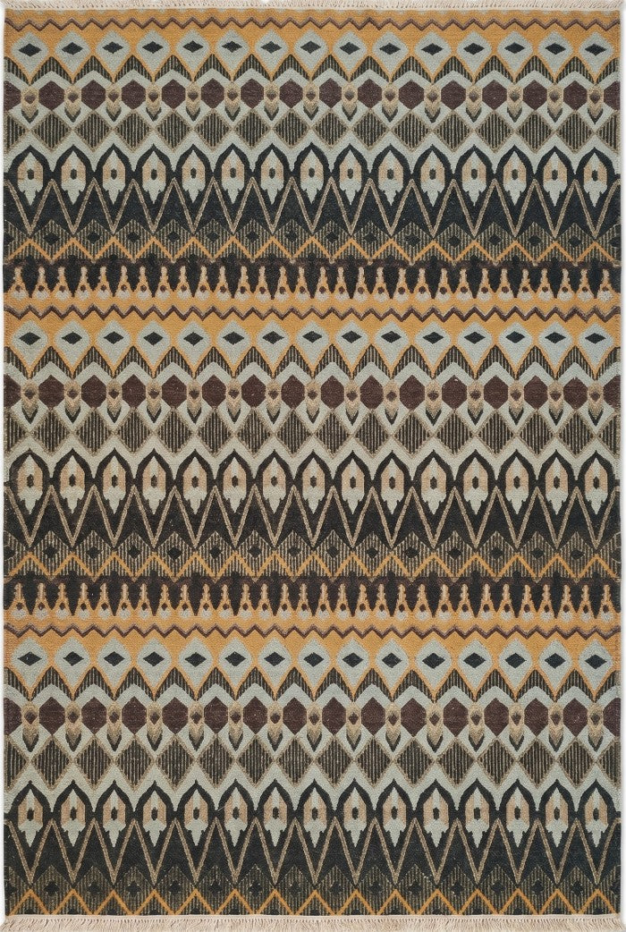 The Desert Prism Mustard Gold & Charcoal Soumak Rug