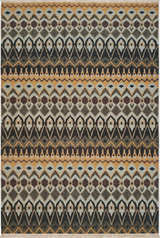The Desert Prism Mustard Gold & Charcoal Soumak Rug