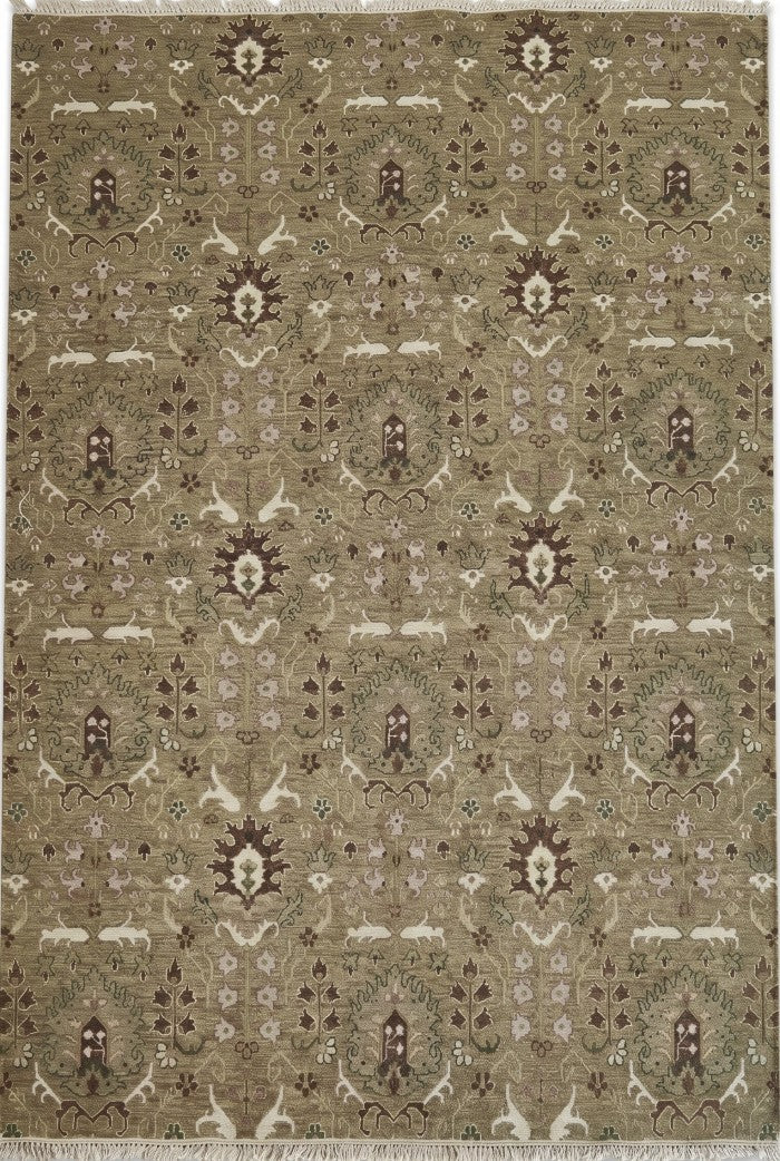 Mughal Garden Moss Olive Green Soumak Rug
