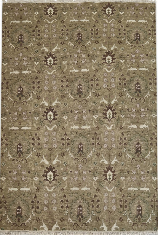 Mughal Garden Moss Olive Green Soumak Rug