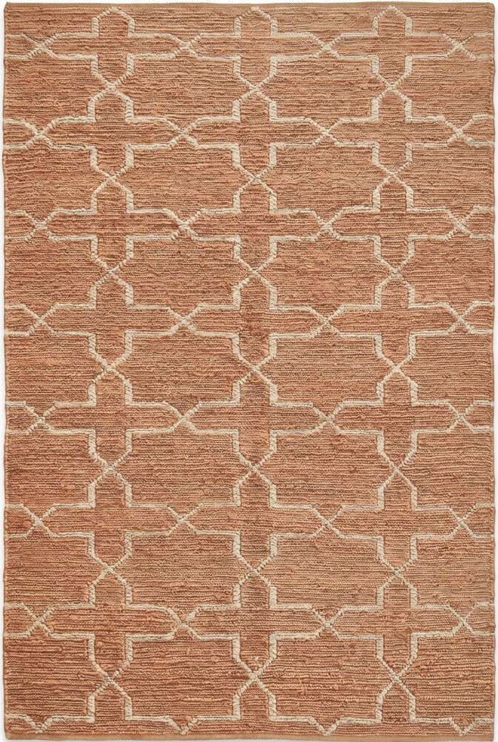 Handwoven Clay Star Lattice Soumak Rug