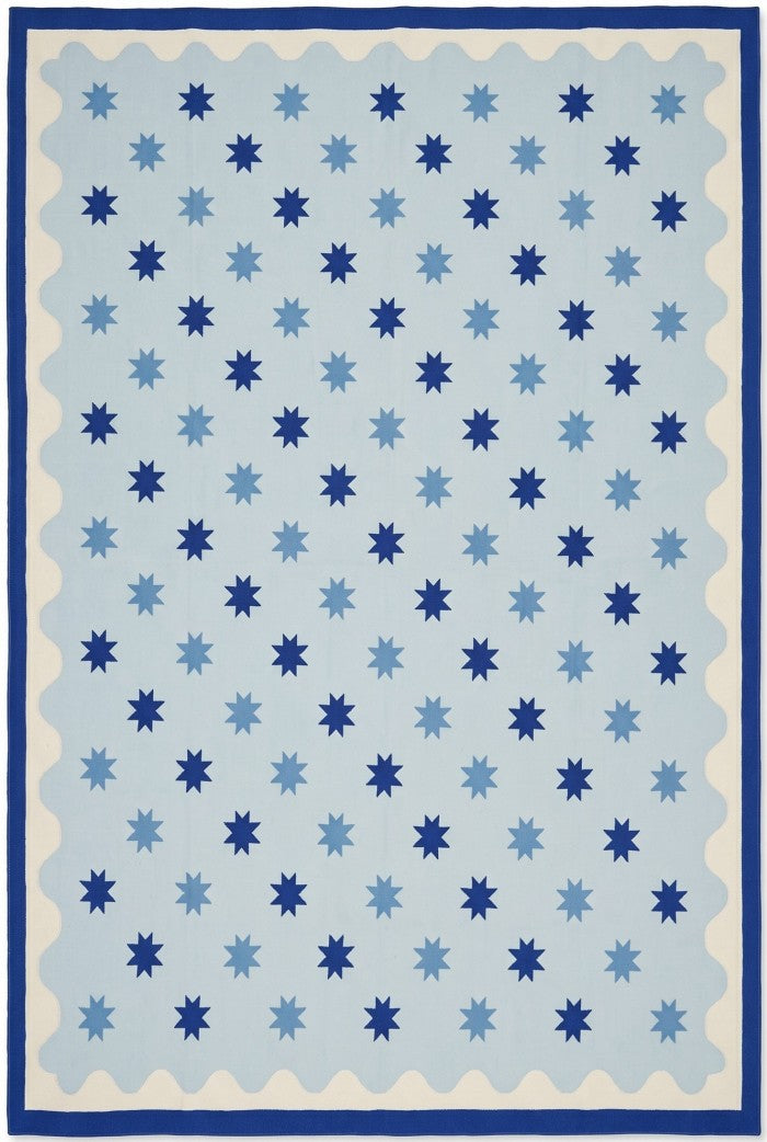 Light Blue Star Pattern, Contemporary Area Rug