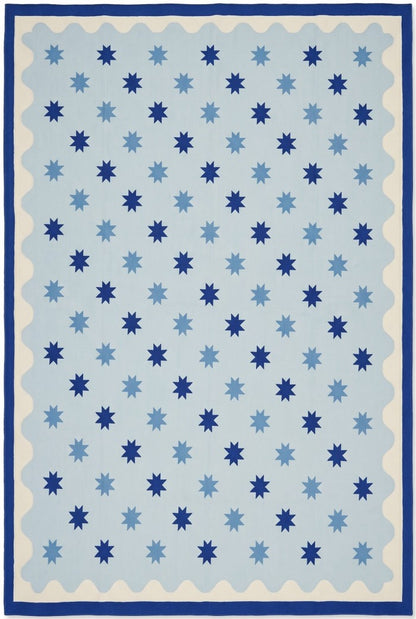 Light Blue Star Pattern, Contemporary Area Rug