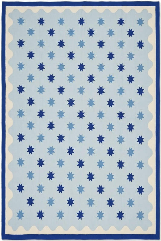 Light Blue Star Pattern, Contemporary Area Rug