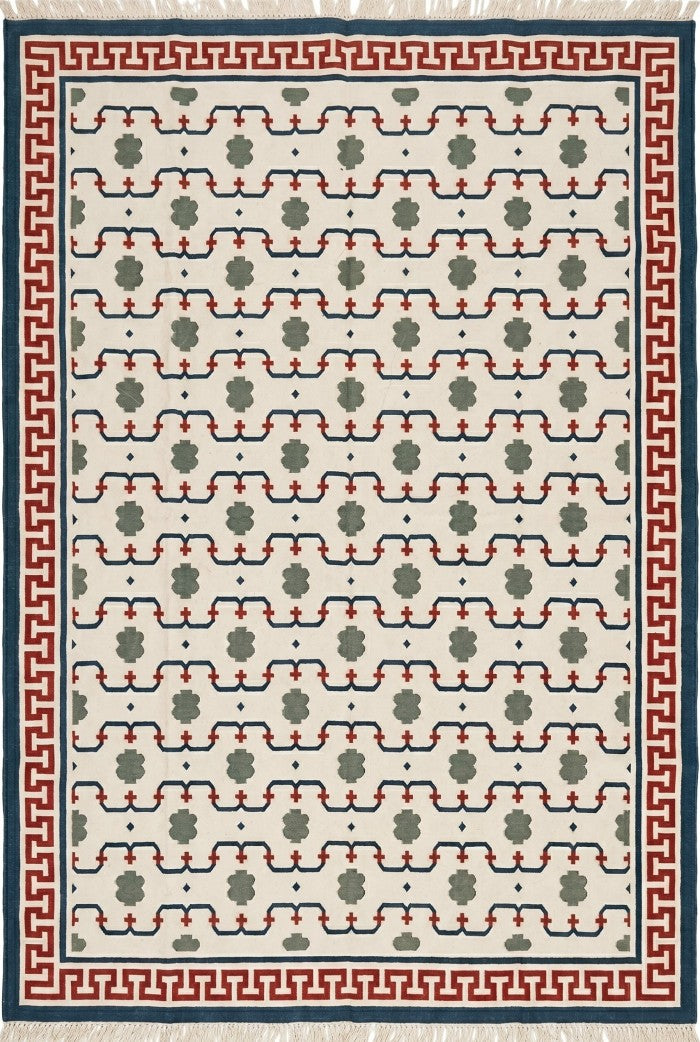 Athena Lattice Handwoven Cotton Flatweave Dhurrie Rug