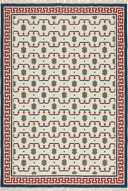 Athena Lattice Handwoven Cotton Flatweave Dhurrie Rug