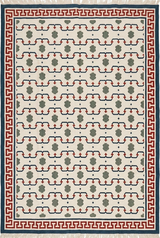 Athena Lattice Handwoven Cotton Flatweave Dhurrie Rug