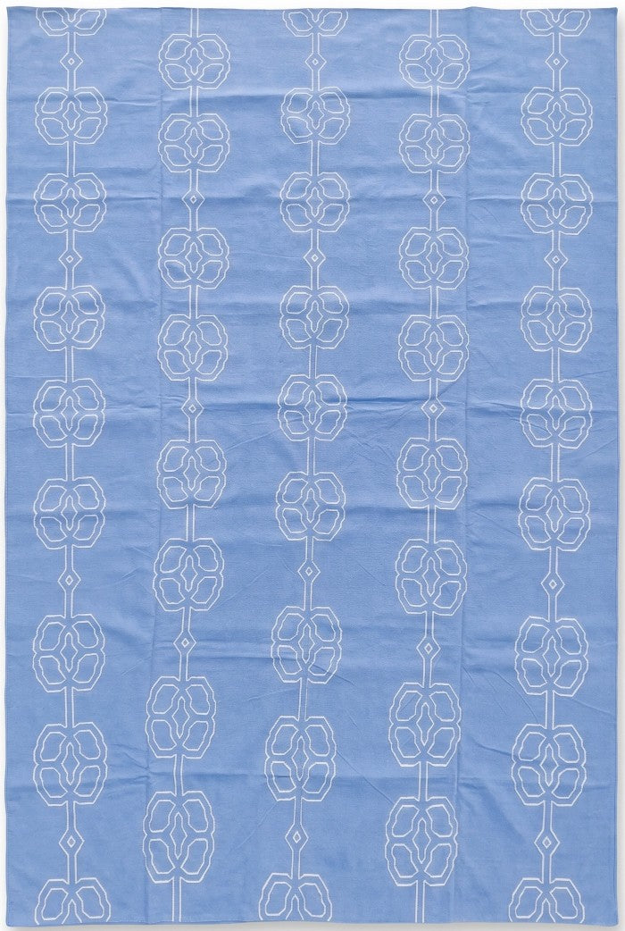 Modern Interlocking Cornflower Blue Geometric Area Rug