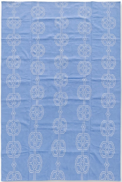 Modern Interlocking Cornflower Blue Geometric Area Rug