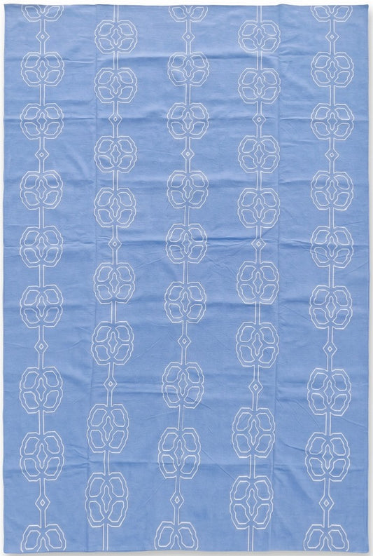 Modern Interlocking Cornflower Blue Geometric Area Rug
