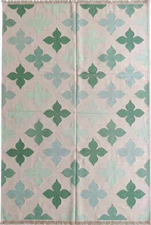 Muted Pink and Mint Green Flat Weave Rug Aesthetic Grandmillennial Home Decor Rug