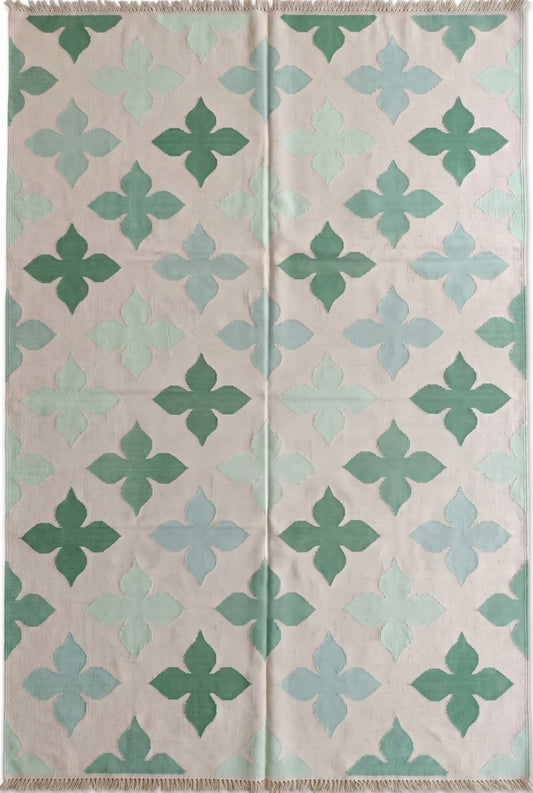Muted Pink and Mint Green Flat Weave Rug Aesthetic Grandmillennial Home Decor Rug