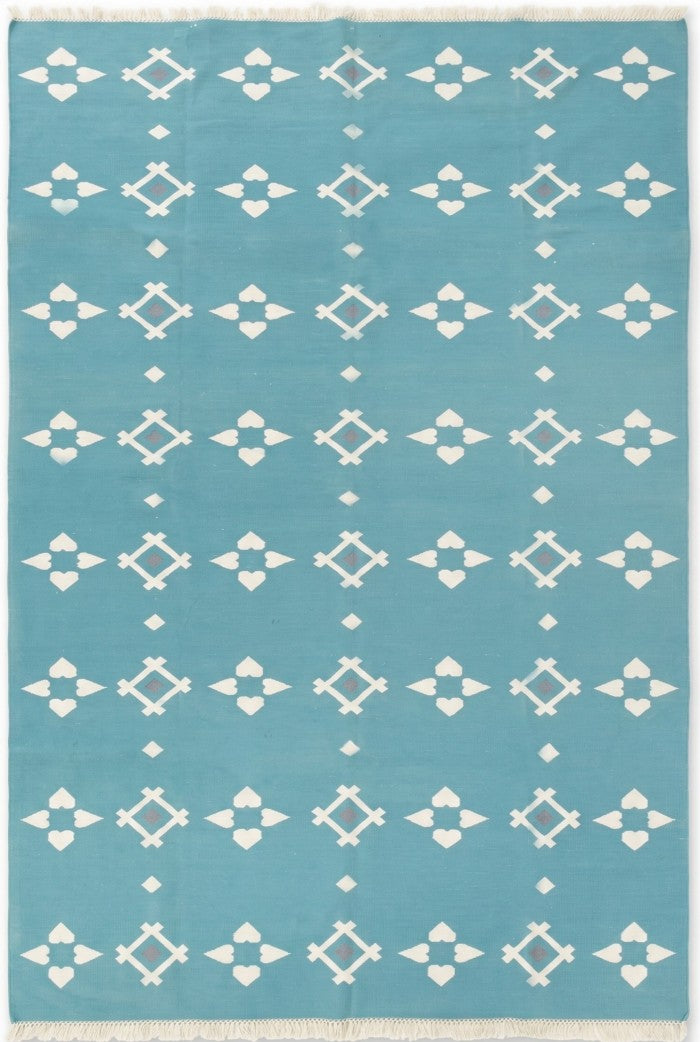 Modern Coastal Blue Aqua Turquoise Geometric Area Rug