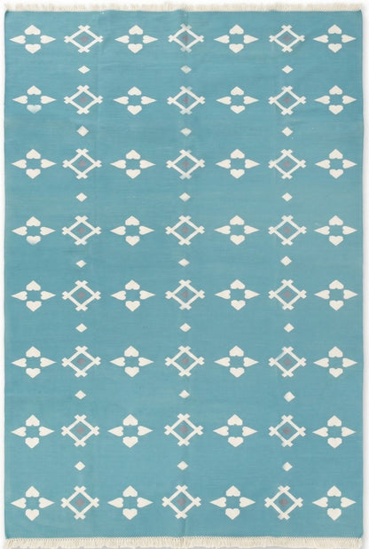 Modern Coastal Blue Aqua Turquoise Geometric Area Rug