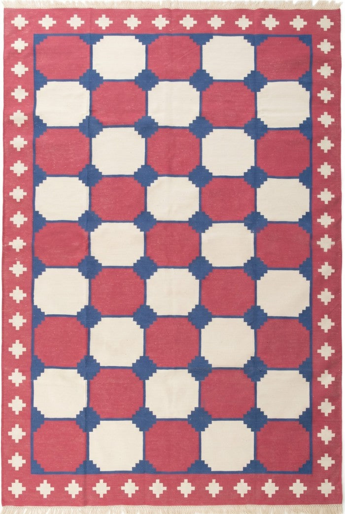 Bauhaus Octagon Handwoven Cotton Flatweave Dhurrie Rug