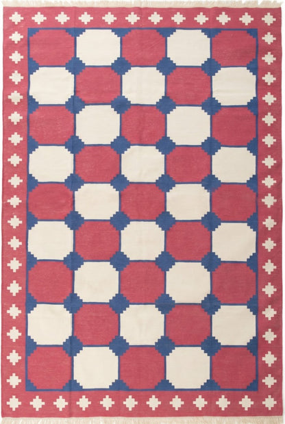 Bauhaus Octagon Handwoven Cotton Flatweave Dhurrie Rug