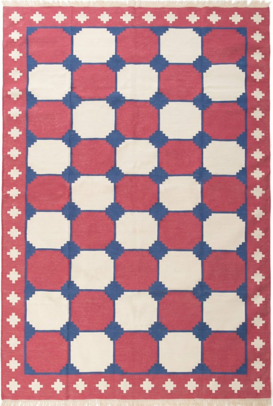 Bauhaus Octagon Handwoven Cotton Flatweave Dhurrie Rug