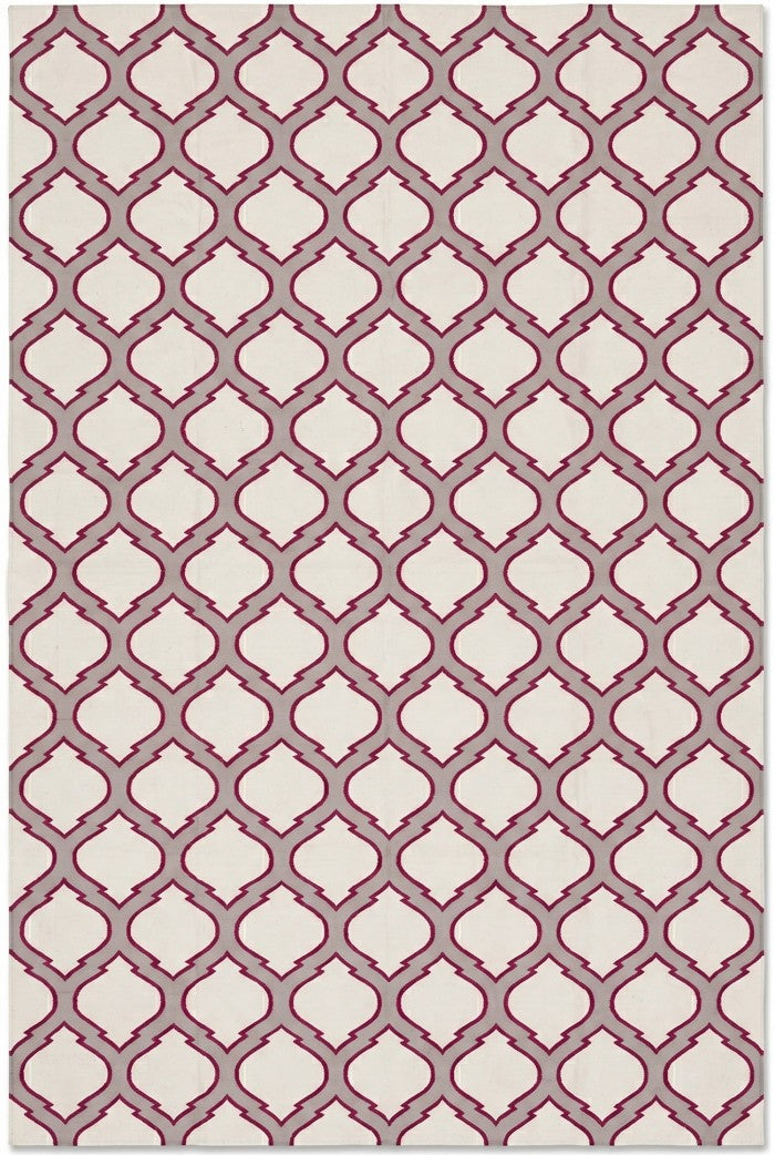 Magenta Quatrefoil Flatweave Rug, Handmade Cotton Area Rug