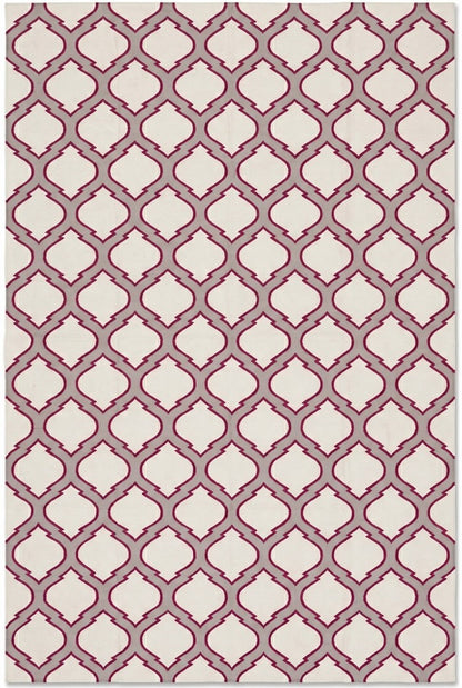 Magenta Quatrefoil Flatweave Rug, Handmade Cotton Area Rug