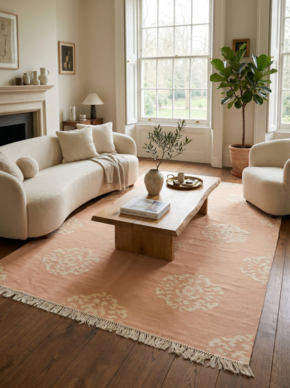 Apricot Peach Pastel Boho Chic Soft Floor Rug