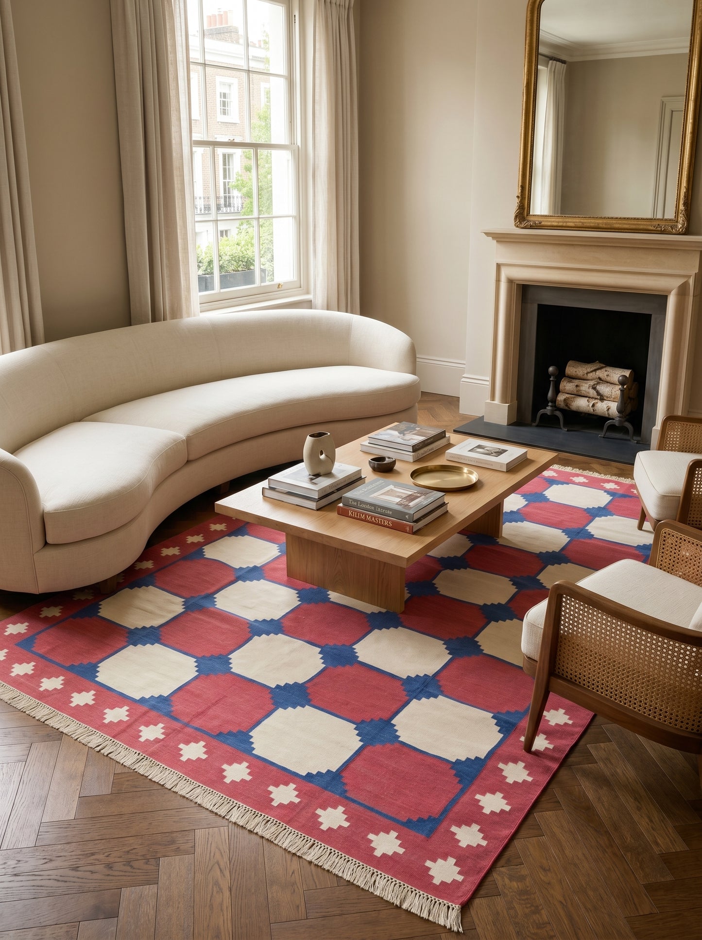 Bauhaus Octagon Handwoven Cotton Flatweave Dhurrie Rug