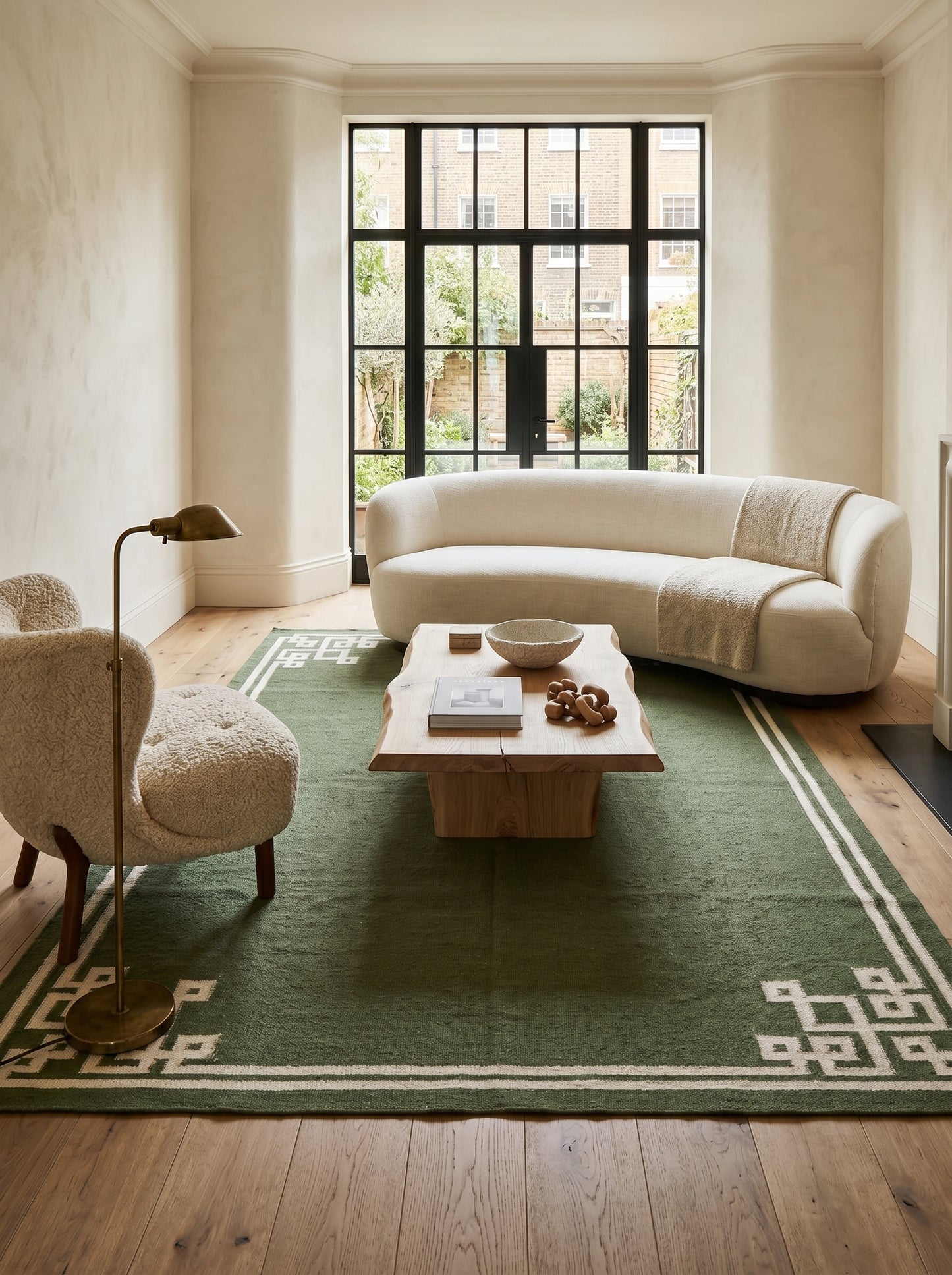 Moss Fretwork Handwoven Cotton Flatweave Dhurrie Rug